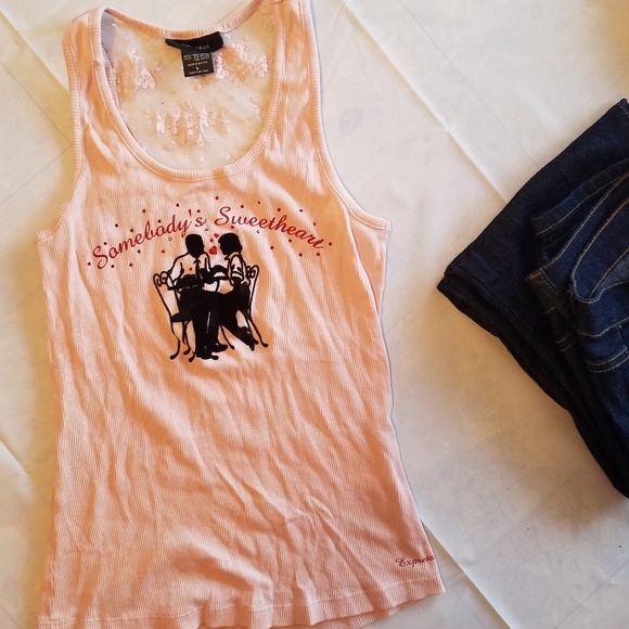 Express “Somebody’s Sweetheart” Cotton & Lace Top - Picture 6 of 8